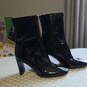Black Patent Leather Ankle Boots